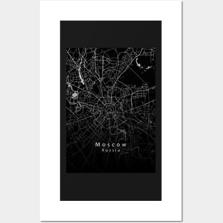 Moscow Russia City Map dark Posters and Art